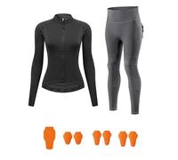 ARMAAN Conjunto Moto Mujer Con Protecciones CE - Capa Base Protectora Transpirable Con Protecciones Desmontables Certificadas CE, Detalles Reflectantes Para Uso Diario Y Exterior,Black 4-EU S