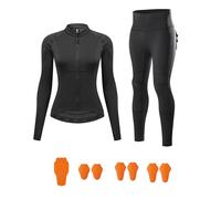 ARMAAN Conjunto Moto Mujer Con Protecciones CE - Capa Base Protectora Transpirable Con Protecciones Desmontables Certificadas CE, Detalles Reflectantes Para Uso Diario Y Exterior,Black 3-EU XL