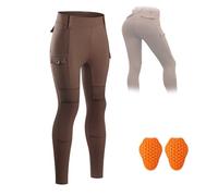 ARMAAN Leggings Moto Mujer Ajuste Slim, Pantalones Biker Ligeros Con Protecciones Extraíbles Y Bolsillos Cargo Para Carretera Y Uso Diario,Brown-S
