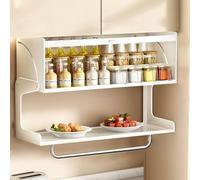 Armadietti da Garage, armadietto da cucina, Altezza 36/50 cm, materiale in Acciaio al carbonio, Design con anta magnetica a scomparsa, mobiletto da parete per Garage di Grande capacità (bian