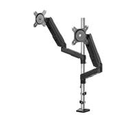 Armado de pantalla de escritorio con soporte de do Soporte for dos monitores de 15 a 27 pulgadas con columna de 40 a 70 cm, VESA 75/100 mm, soporta hasta 6,5 kg por brazo. Color negro.(70cm)