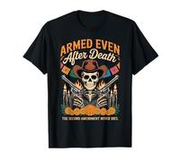 Armado Incluso después de la Muerte Esqueleto patriótico Día de los Muertos Camiseta