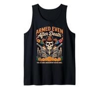 Armado Incluso después de la Muerte Esqueleto patriótico Día de los Muertos Camiseta sin Mangas