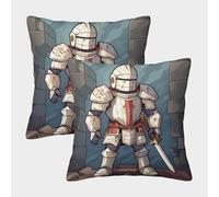 Armadura de Caballero - Estilo Medieval Fantasy Fundas De Cojín del Sofá Juego De 2 Arte Fundas De Almohada Decorativos Cuadrado Almohada Funda De Almohada Cama Hogar Coche 45x45cm