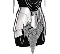 Armadura de caballero medieval hecha a mano con falda de malla de cadena, cinturón de corsé de acero de fantasía gótica, disfraz de armadura de guerrera para mujer, perfecto para LARP, recreación