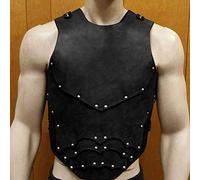 Armadura de pecho de piel sintética de guerrero vikingo, armadura de cuero de caballero medieval retro, para actividades de cosplay (negro)