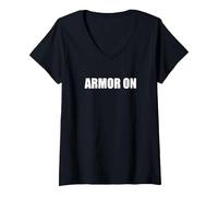 Armadura Puesta Camiseta Cuello V, Mujer, Negro, L