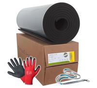 Armaflex® Armacell® Láminas de goma Home originales autoadhesivas (grosor de aislamiento: 19 mm, 1000 x 6000 mm = 6 m²) + guantes rojos + Cordón Scorprotect®