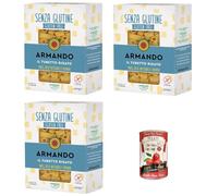 Armando, Il Tubetto Rigato, pasta multigrano sin gluten con maíz, arroz integral y quinua, 400 g + Italian Gourmet pelati 400 gr