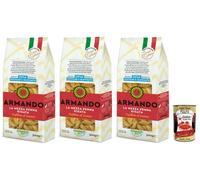Armando La Mezza Penna Rigata - Pasta de bronce (500 g, 100 % italiana y lata de 400 g)