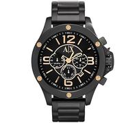 Armani AX1513 48 mm intercambio de acero inoxidable recubierto de acero de color negro Mineral reloj pulsera para hombre