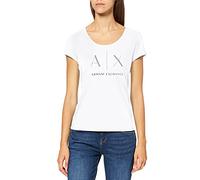 Armani Exchange Strass Logo Camiseta, Blanco (Optic White 1000), Small para Mujer