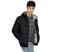 Armani Exchange Steppjacke Mit Kapuze Und Reißverschluss, Milano/New York Logo Chaqueta, Negro/Gris Melange B, L para Hombre