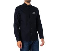 Armani Exchange A| x Long Sleeve Icon Logo Button Shirt Camiseta, Azul Oscuro, L para Hombre