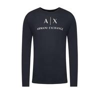 Armani Exchange A|x Armani Exchange Long Sleeve Logo Crewneck T-shirt Camiseta, Hombre, Azul, S