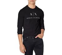 Armani Exchange A|x Armani Exchange Long Sleeve Logo Crewneck T-shirt Camiseta, Hombre, Azul, S
