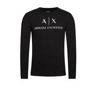 Armani Exchange A|x Armani Exchange Long Sleeve Logo Crewneck T-shirt Camiseta, Hombre, Negro, S