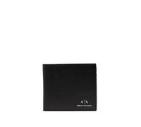 Armani Exchange A|X Cartera con Logo de Cuero Liso, Negro