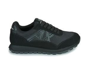 Armani Exchange A|X Female Drop, Color Contrast Stripe, Suede Details, Sneaker, Black+Black, 38