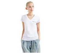 Armani Exchange A|X Milano/New York Logo Slim Fit - Camiseta de Manga Corta con Cuello en V, Color Blanco óptico, Talla pequeña