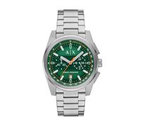 Armani Exchange A|X - Reloj cronógrafo para hombre con correa de cuero, acero inoxidable o silicona, Plateado/Verde, Elegante