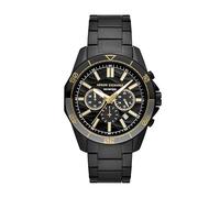 Armani Exchange A|X Reloj deportivo inspirado en el buceo para hombre con correa de acero inoxidable o silicona, Detalles negro/dorado, Spencer