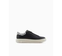 Armani Exchange ActionLeather,sidelogo,Laceup, Zapatillas Hombre, Black+Off White, 46 EU