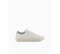Armani Exchange - ActionLeather,sidelogo,Laceup, Zapatillas Hombre, Off White+Black,