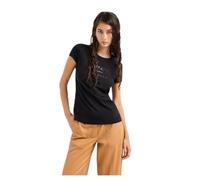 Armani Exchange Algodón Pima, Corte Ajustado, Cuello Redondo Camiseta, Negro, XXL para Mujer