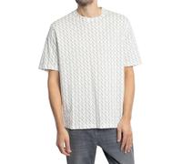 Armani Exchange Allover Logo tee Camiseta, Blanco Apagado/Ceniza, M Hombres