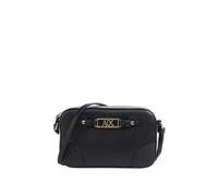 Armani Exchange Women's Polly Gold Logo Plate, Shoulder Strap, Zip Closure Messenger Bag, Black