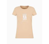 Armani Exchange Arte Sella, Foil Monogram Logo Camiseta, marrón, XL Mujeres