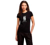 Armani Exchange Arte Sella, Foil Monogram Logo Camiseta, Negro, M Mujeres