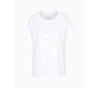 Armani Exchange Arte Sella, Macro Foil Logo Camiseta, Color Blanco, L Mujeres