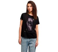 Armani Exchange Arte Sella, Macro Foil Logo Camiseta, Negro, M Mujeres