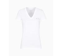 Armani Exchange Arte Sella, Shiny Logo, V Neck Camiseta, Color Blanco, XXL Mujeres