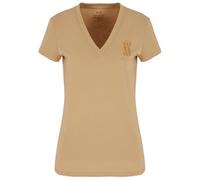 Armani Exchange Arte Sella, V Neck, Logo Print On Chest Camiseta, marrón, XL Mujeres