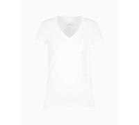 Armani Exchange Arte Sella, V Neck, Tonal Logo Lettering Camiseta, Color Blanco, L Mujeres