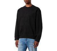 Armani Exchange AX Stacked Logo Cotton French Terry Crewneck Sudadera, Negro, L para Hombre