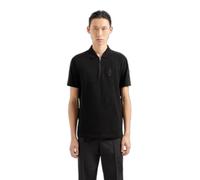Armani Exchange AX Stacked Logo Cotton Piquet Zip Up Polo, Negro, XXL para Hombre
