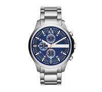 Armani Exchange Reloj para Hombre, Movimiento de cuarzo cronógrafo, 46mm Caja de acero inoxidable plateado con correa de acero inoxidable, AX2155, Tono plata y azul
