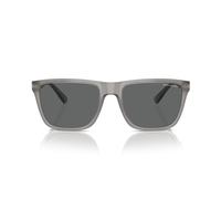 Armani Exchange Ax4080sf Low Bridge Fit - Gafas de sol cuadradas para hombre, Gris opalino brillante/gris oscuro, 57 mm