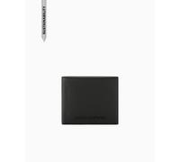 Armani Exchange Billetera Bi-Fold con Logotipo de Metal bicoloured para Hombre, Color Negro