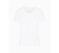 Armani Exchange Blue Edtion, V Neck, Logo Patch Camiseta, Color Blanco, XL Mujeres