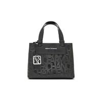 Armani Exchange Bolsa de compras con logotipo Lize Pebble para mujer, color negro, TU