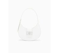 Armani Exchange Bolsa de hombro para mujer, sostenible, con logotipo de metal plateado, color blanco