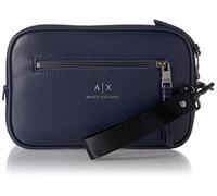 Armani Exchange Bolsa de viaje ecológica de piel, Azul, Talla única