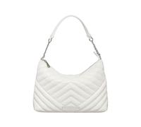 Armani Exchange Bolso de Hombro Diseño Acolchado en V, Cuero Sintético Blanco, Correa de Cadena Plateada