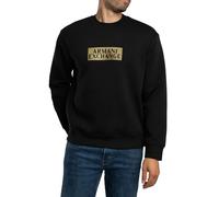 Armani Exchange Bonded Stretch Gold Logo Center Chest Crewneck Sweatshirt Sudadera, Negro Diagonal Dorado, X-Large para Hombre