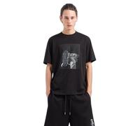 Armani Exchange Bottom of Shoe Graphic with Grid Overlay Regular Fit tee Camiseta, Negro, S Hombres